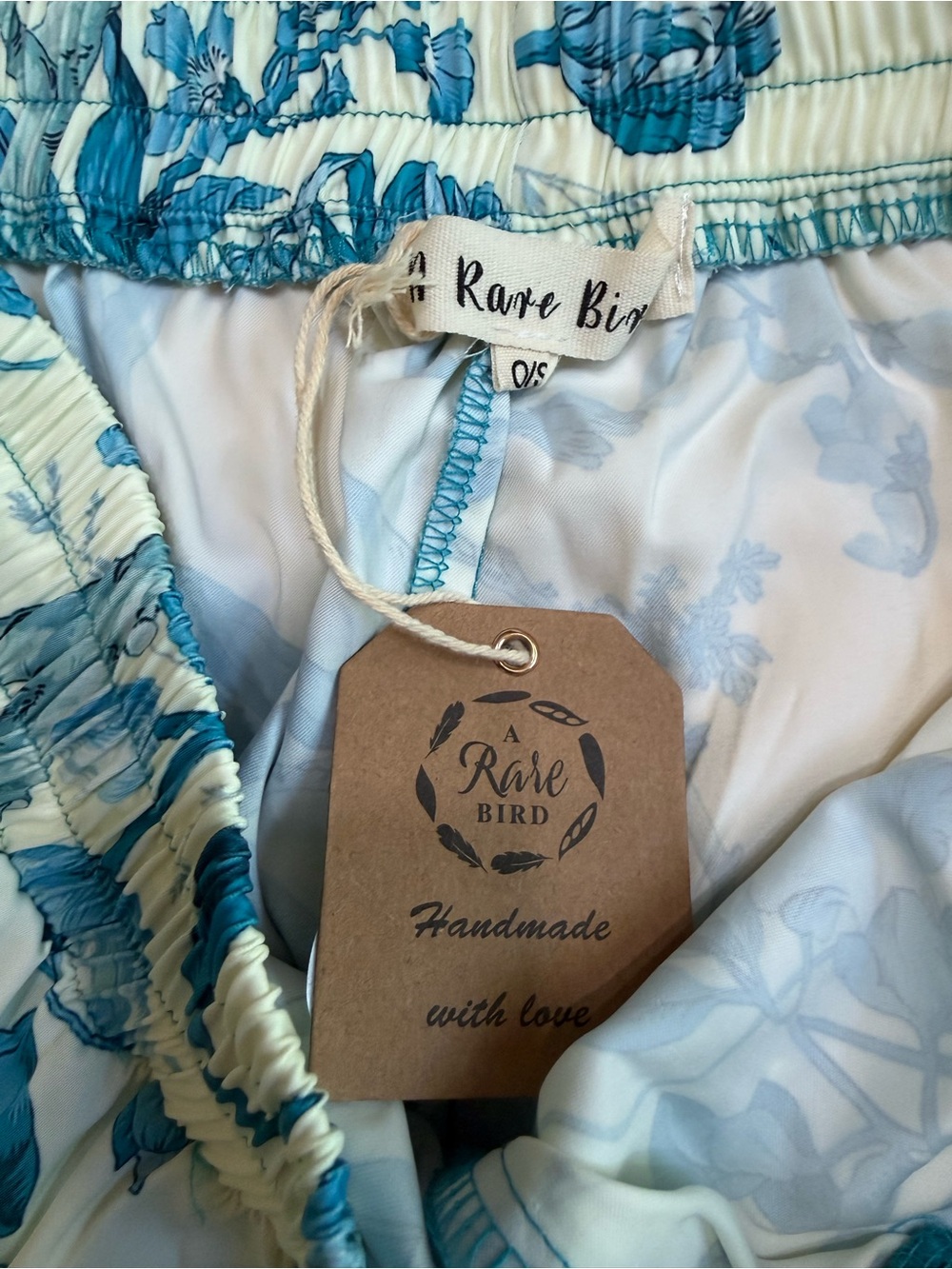 H245 NWT A Rare Bird OS Set Teal Blue Boho Velvet Top Floral Bird Wide Leg Pants - Picture 9 of 16